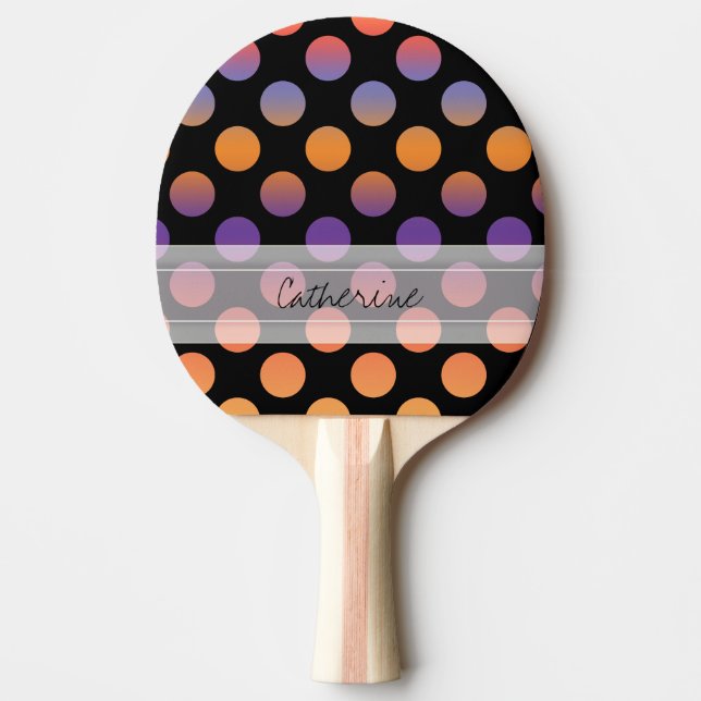 Monogram Black Orange Lila Red Polka Dot Mönster Pingisracket (Framsidan)