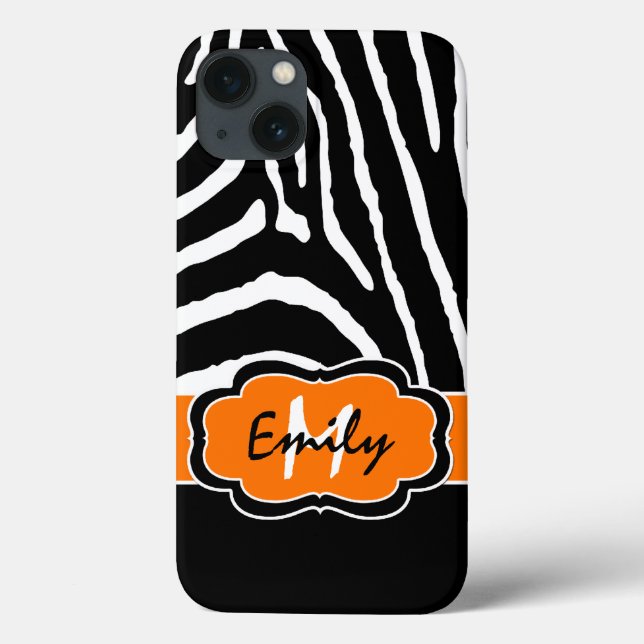 Monogram Black, Orange Zebra Rand iPad Air Case (Baksida)