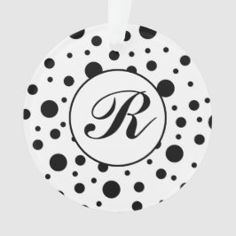 Monogram Black på White Polka Dot Mönster