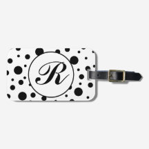 Monogram Black på White Polka Dot Mönster