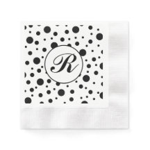 Monogram Black på White Polka Dot Mönster