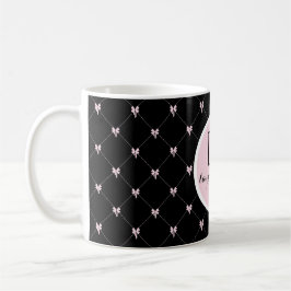 Monogram Black & Pink Bow Script Kaffemugg