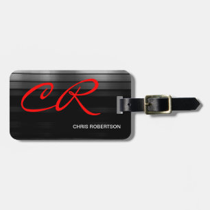 Monogram Black Plain Simple Modern Bagagebricka