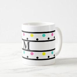 Monogram Black Polka dots Kaffemugg