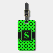 Monogram Black Polka dots på Lime Green