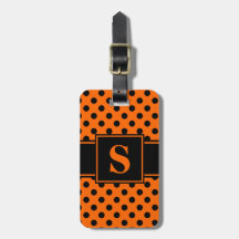 Monogram Black Polka dots på Orange