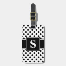 Monogram Black Polka dots på White