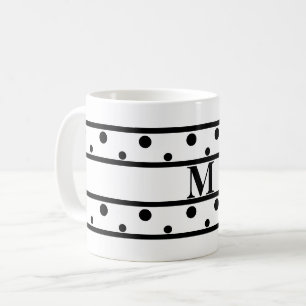 Monogram Black Polka dots White Kaffemugg