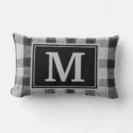 Monogram Black Pput Family Initial Dekorativ kudde