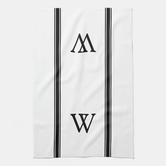 Monogram Black Rand Personlig Kitchen Towel Kökshandduk (Vertikal)