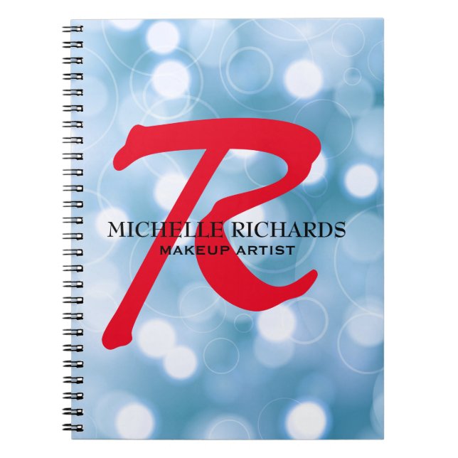 Monogram Black & Red Makeup Artist Notebook Anteckningsbok (Framsidan)