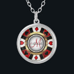 Monogram Black, Red och Guld Las Vegas Stil Silve Silverpläterat Halsband<br><div class="desc">Monogram Necklace. Redot Monogram Black, Red och Guld Las Vegas Stil är utformat så att du kan anpassa dig. Obs! Alla mallområden behöver inte ändras. 📌 Om du behöver anpassa ytterligare klickar du på knappen "Klicka för att anpassa ytterligare" eller "Anpassa eller redigera design" och användor verktyg för att ändra...</div>