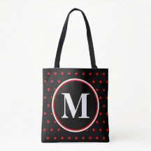 Monogram Black Red Polka dots Citat