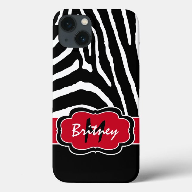 Monogram Black, Red Zebra Rand iPad Air Case (Baksida)