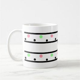 Monogram Black Rosa Grönt Polka dots Kaffemugg