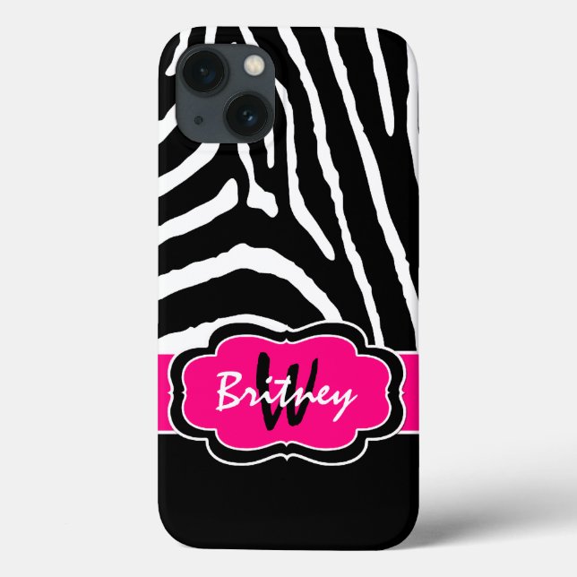 Monogram Black, Rosa Zebra Rand iPad Air Case (Baksida)