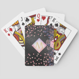 Monogram Black ROSEGOLD Rosa Metallic Glitter Girl Casinokort