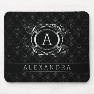 Monogram Black & Silver Grått Baroque Ram Musmatta