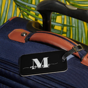 Monogram Black Silver White Personal Bagagebricka