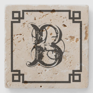 Monogram Black Simple Ram Underlägg Sten
