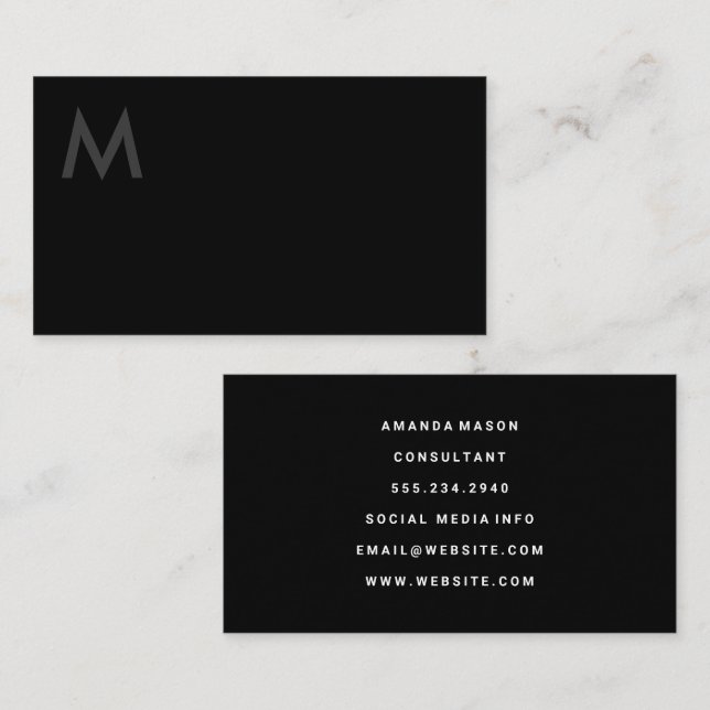 Monogram Black Visitkort (Fram/baksida)