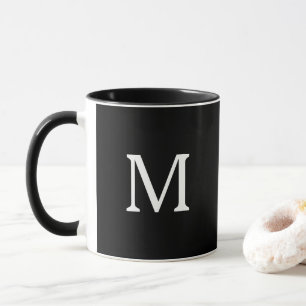Monogram Black White Birthday Bröllop Gift Favor Mugg