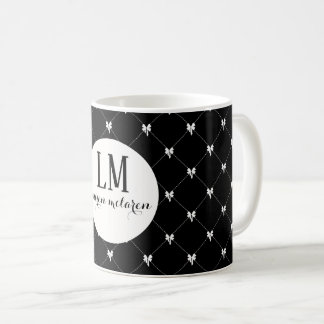 Monogram Black & White Bow Script Kaffemugg
