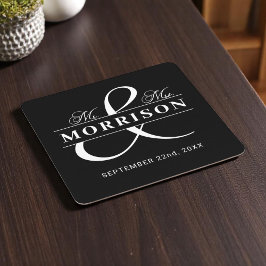 Monogram Black White Bröllop Underlägg Papper Kvadrat