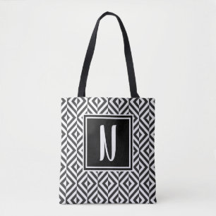 Monogram Black & White Diamond Mönster Tygkasse