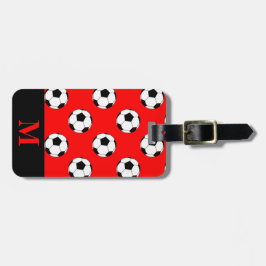 Monogram Black/White Fotboll Bollar på Red Bagagebricka
