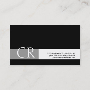 Monogram Black White Grått Rand Affärskort Visitkort