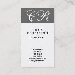 Monogram Black White Grått Rand Affärskort Visitkort