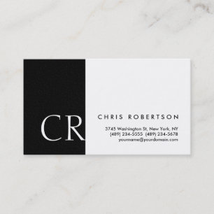 Monogram Black White Grått Rand Affärskort Visitkort