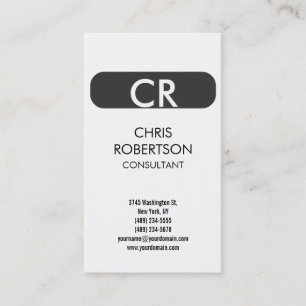 Monogram Black White Grått Rand Affärskort Visitkort