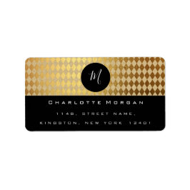 Monogram Black White Guld Diamond OSA Adressetikett