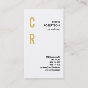 Monogram Black White Guld Plain Lodrät Visitkort