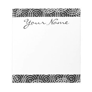 Monogram Black White Ikat Circle Geometric Mönste Anteckningsblock