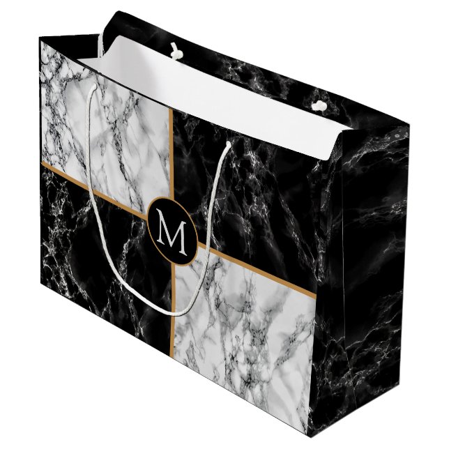 Monogram Black White Marble - Din Brev / Åren (Framsidan Vinklad)