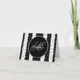 Monogram Black & White Musical Rand Card Anteckningskort