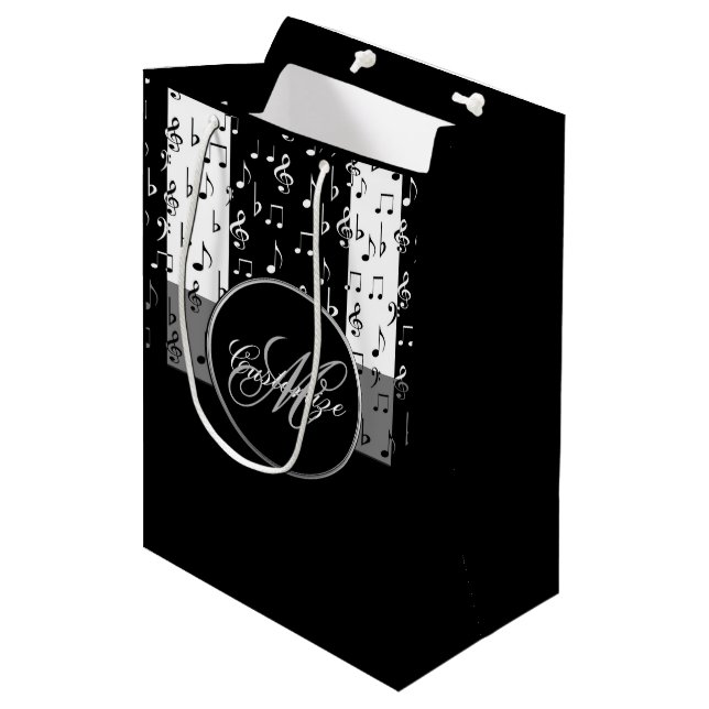 Monogram Black & White Musical Rand Gift Bag 3 (Framsidan Vinklad)