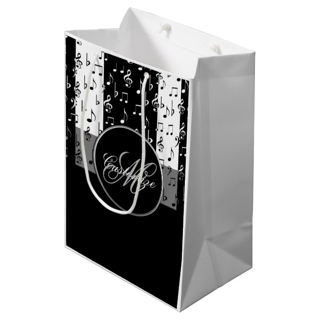 Monogram Black & White Musical Rand Gift Bag 4 (Framsidan Vinklad)