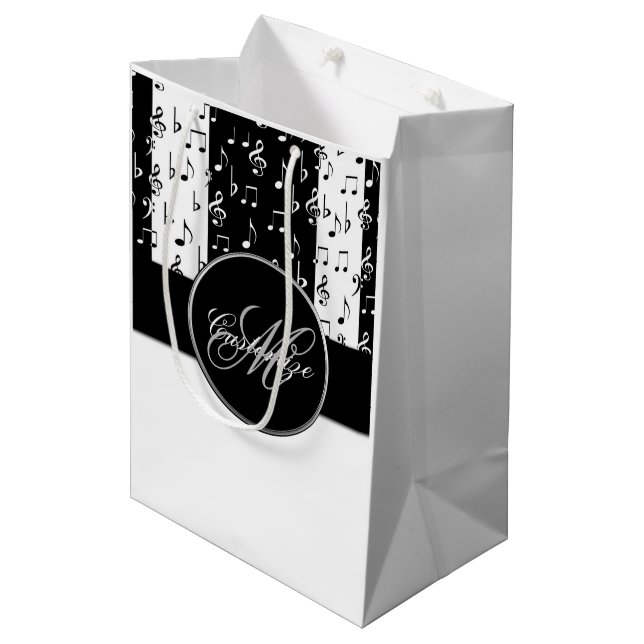 Monogram Black & White Musical Rand Gift Bag 5 (Framsidan Vinklad)