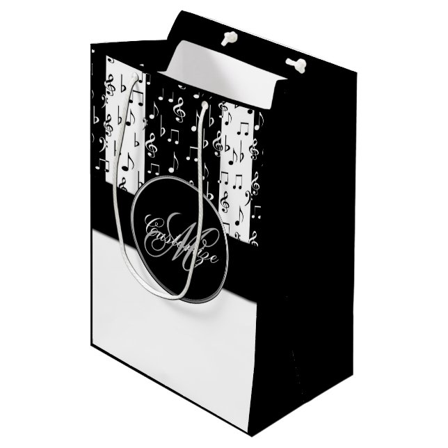 Monogram Black & White Musical Rand Gift Bag 6 (Framsidan Vinklad)