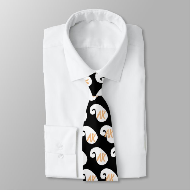 Monogram Black White & Orange Paisley Slips (Bunden)