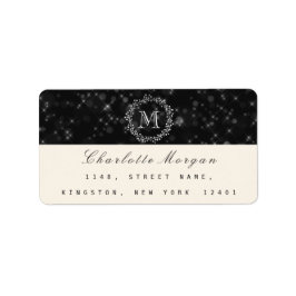 Monogram Black White OSA Creamy Ivory Adressetikett
