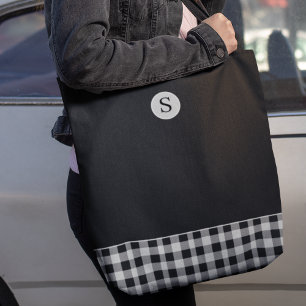 Monogram Black White Play Gingham Scottish Tygkasse