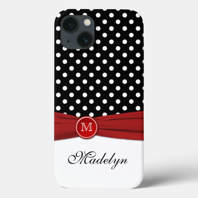 Monogram Black White Polka Dot iPad Air Case (Baksida)