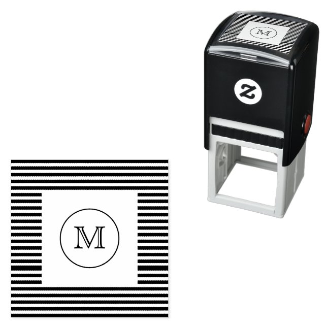 Monogram Black & White Rand Självfärgande Stämpel (In Situ)