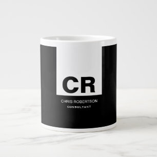 Monogram Black White Skapar Anpassningsbar Gift Jumbo Mugg