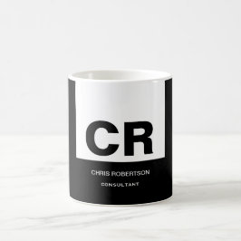Monogram Black White Skapar Anpassningsbar Gift Kaffemugg